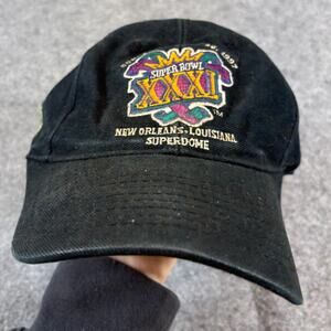 VINTAGE 90s NFL Super Bowl XXXI Hat Cap Mens One Size Black Adjustable Football